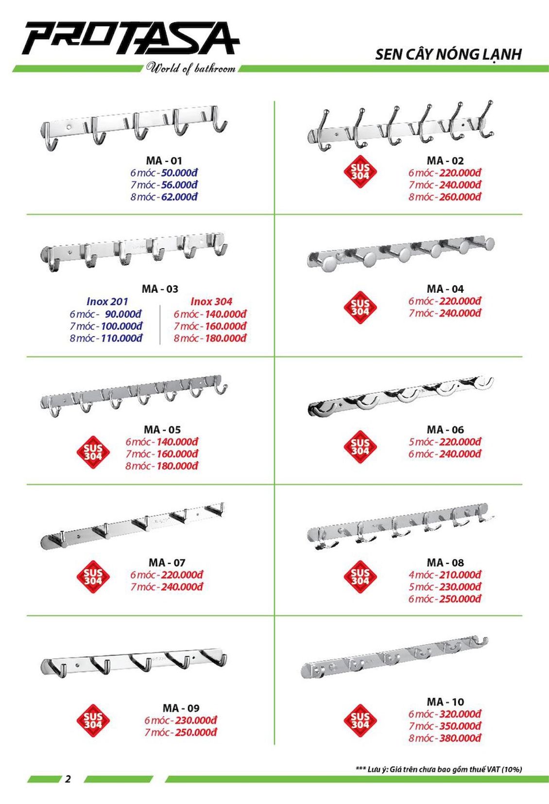 Thiết bị vệ sinh PROTASA Catalogue và Bảng giá mới nhất /Page 16